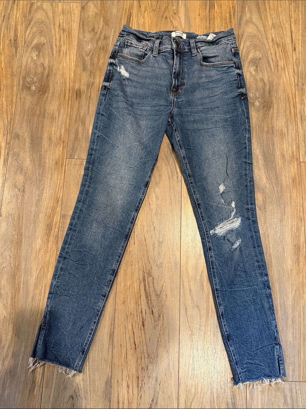 Kensie Women's Skinny Distressed Jeans in Dark Blue Denim